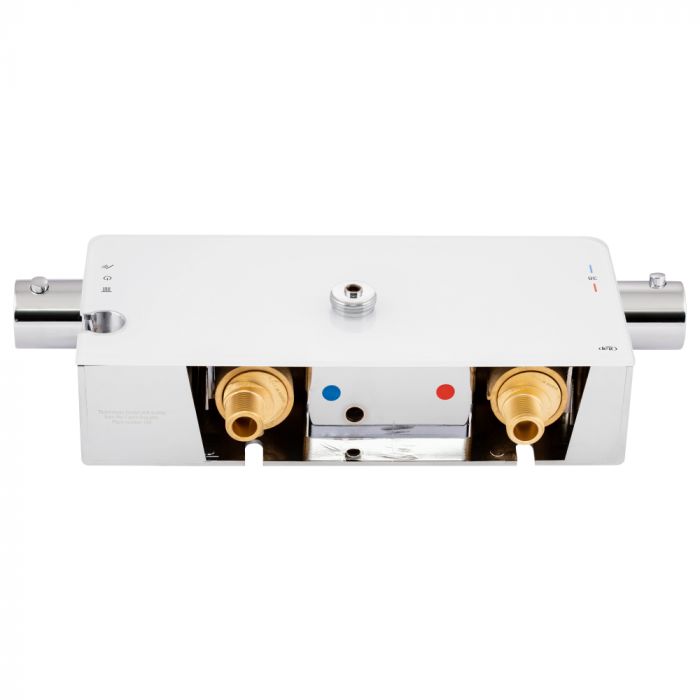 Душевая система универсальная Qtap Sloup термостатическая на два потребителя с полкой QTSL57T105VOGC Chrome/White