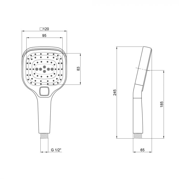 Лійка для ручного душу Qtap Rucni 120х120 мм прямоугольна QTRUCA120N3KCC Chrome