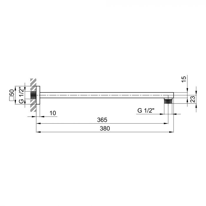 Кронштейн для верхнего душа Qtap Trubice прямоугольный 400 мм QTTRB400NB1 Black Matt