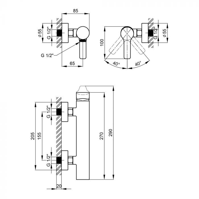 Змішувач для душу Qtap Zdenek 4032102C