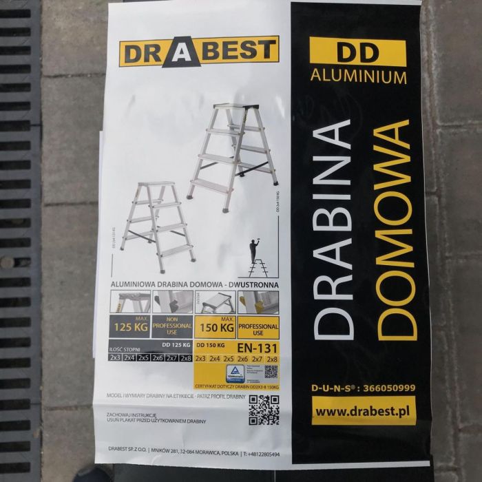 Двостороння алюмінієва драбина Drabest PRO 2х6 150 кг