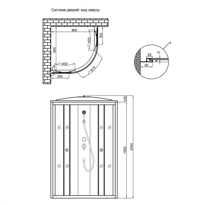 Lidz 4мм фиксированное стекло тонированное Gray TANI SB90x90.LOW.GR