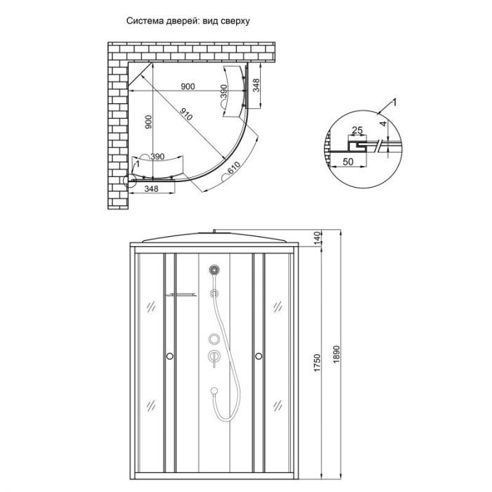 Lidz 4мм стеклянная дверь тонированная TANI SB90x90.SAT.HIGH.GR