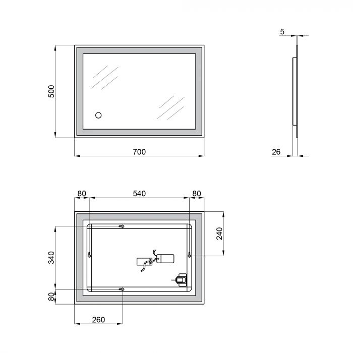 Дзеркало Qtap Stork 500х700 з LED-підсвічуванням, Reverse QT15781403W