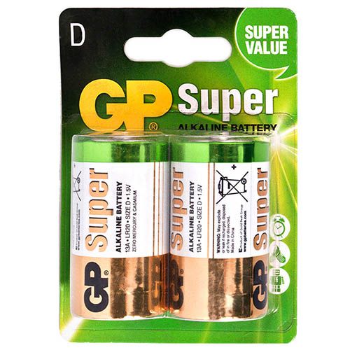 Батарейка GP SUPER ALKALINE 1.5V 13A-U2 щелочная, LR20, D