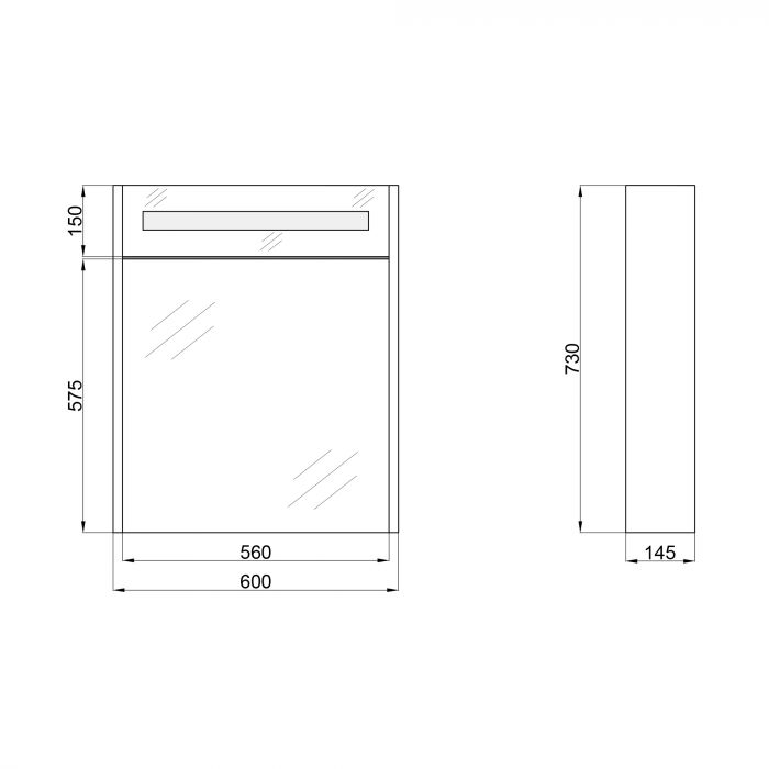 Зеркальный подвесной шкаф Qtap Robin 600х730х145 White с LED-подсветкой QT1377ZP6001W