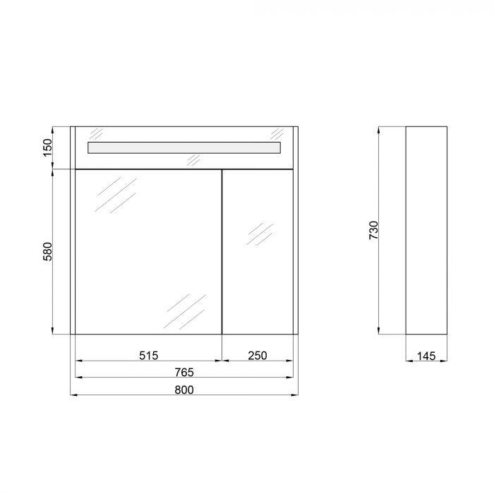 Зеркальный подвесной шкаф Qtap Robin 800х730х145 White с LED-подсветкой QT1377ZP8001W