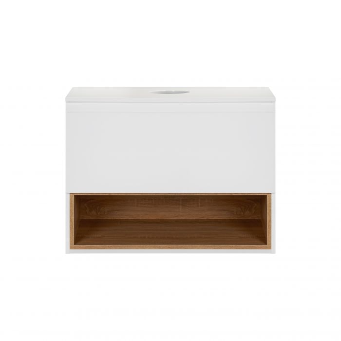 Тумба підвісна Qtap Robin 600х476х470 White/Whitish oak зі стільницею QT1379TPН6001WWO