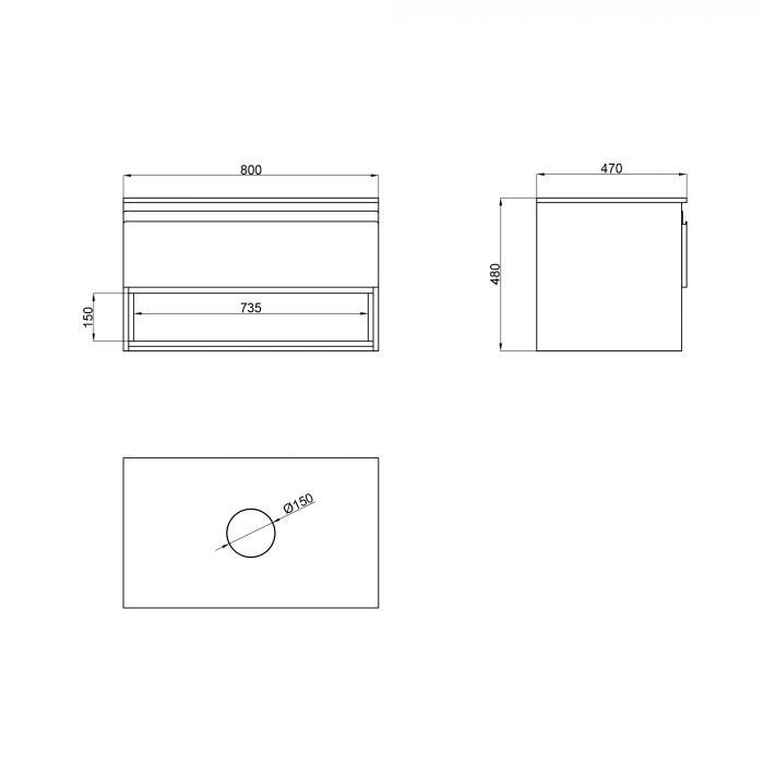 Тумба підвісна Qtap Robin 800х480х470 White/Whitish oak зі стільницею QT1379TPН8001WWO