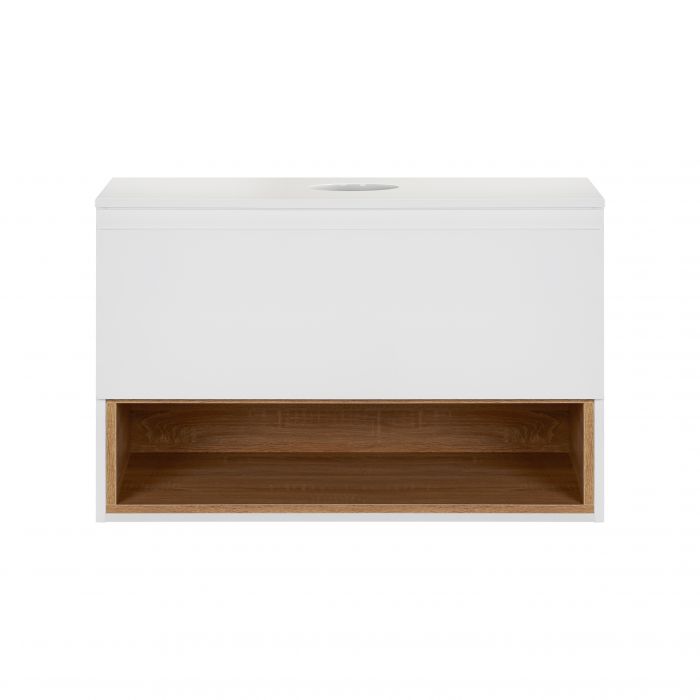 Тумба підвісна Qtap Robin 800х480х470 White/Whitish oak зі стільницею QT1379TPН8001WWO