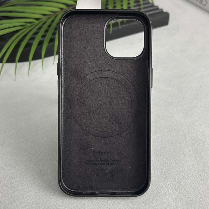 Шкіряний чохол Leather Case (AAA) with MagSafe and Animation для Apple iPhone 15 (6.1")