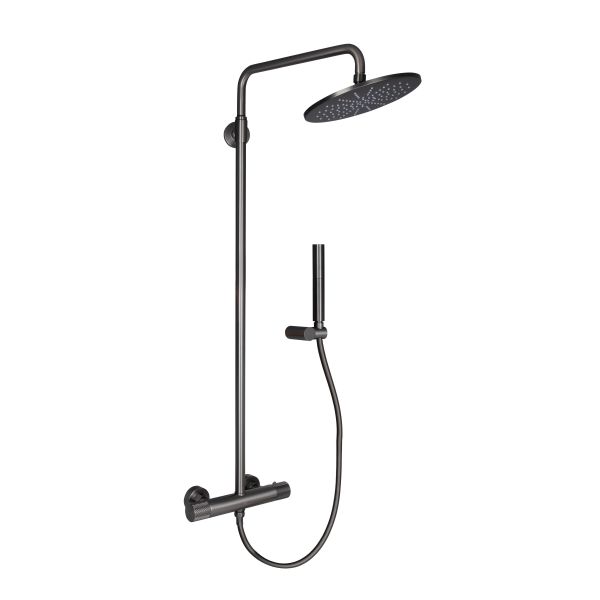 Душова система універсальна Qtap Brno термостатична на два споживача QTBRN5769103ONK Black Matt