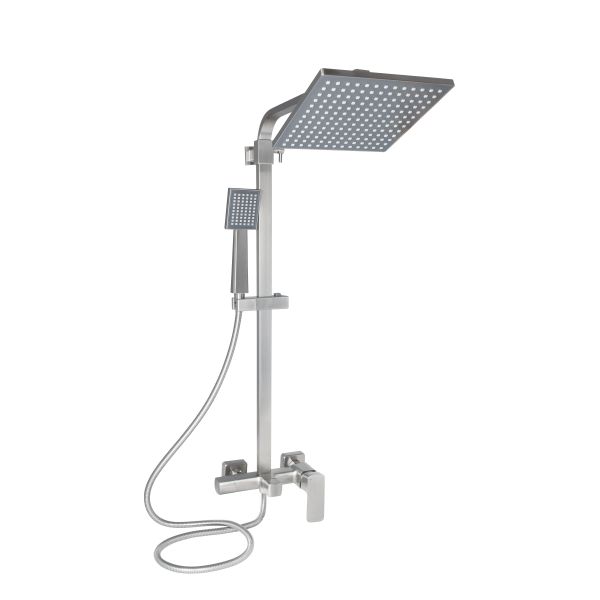 Душова система для кабіни Qtap Capricorn на три споживача (з виливом) 53103KNN Brushed Nickel PVD