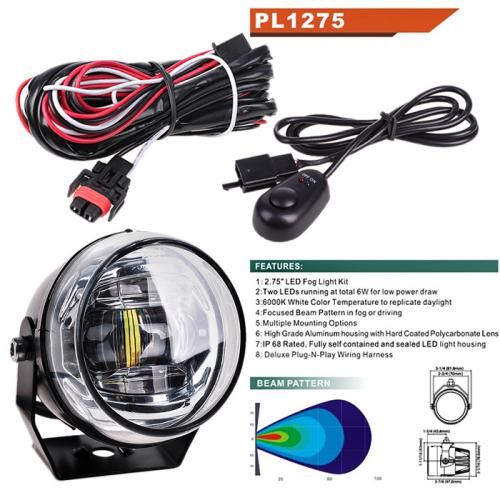 Фара дополнительная PL-1275 LED-ZES/12V-9W-900LM/D=70мм/эл.проводка