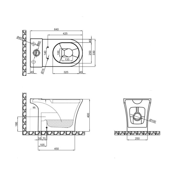 Qtap Presto чаша напольного унитаза Rimless гор. выпуск, нижний подвод, без сидения 665х345х770m WHITE