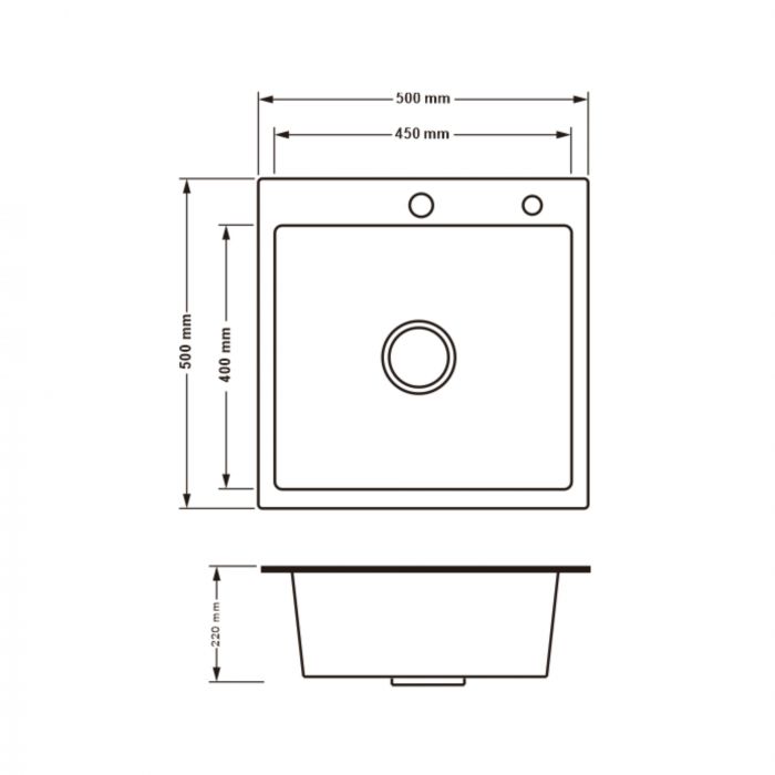 Кухонная мойка Lidz H5050B 3.0/0.8 мм Brush Black (LDH5050BPVD3008)