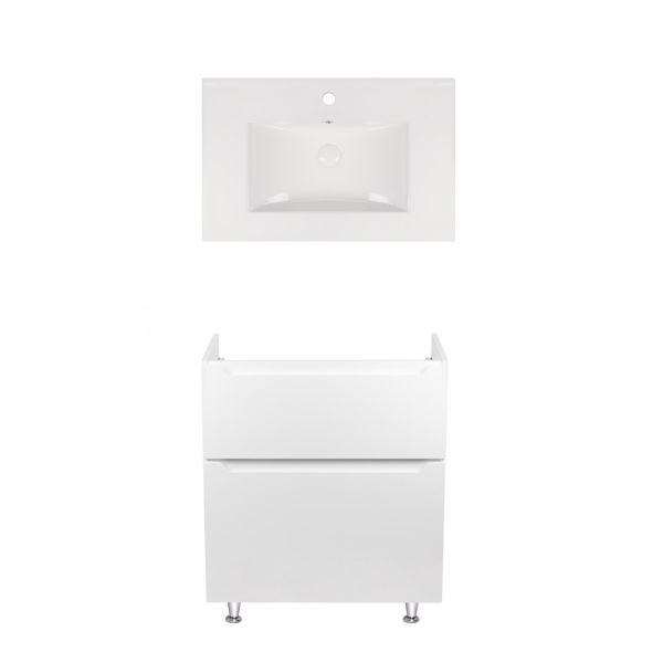 Комплект Qtap тумба підлогова Scorpio 700х825х460 мм White + раковина урізна Albatross New QT71SC43958