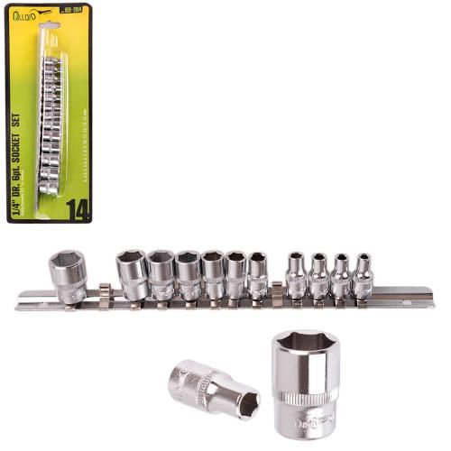 Набор торцов головок 1/4"DR 4 - 14 мм 14 предмблистер Alloid