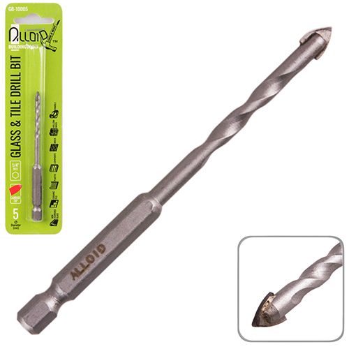 Свердло по склу та кераміці 5мм, хвостовик HEX 1/4" Alloid, L= 95mm