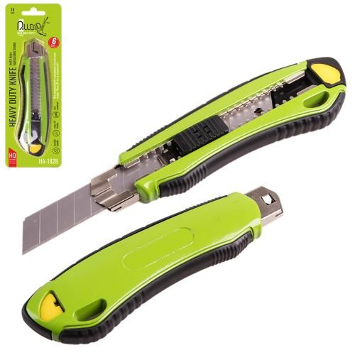 Ніж алюмінієвий з висувним сегмент. лезом 18мм (6шт) прогумований Alloid