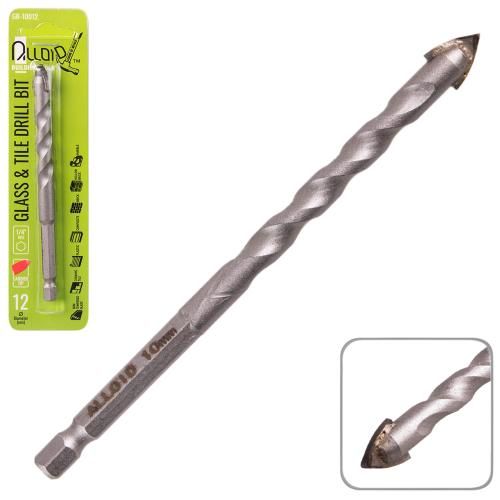 Свердло по склу та кераміці 12мм, хвостовик HEX 1/4" Alloid, L= 120mm
