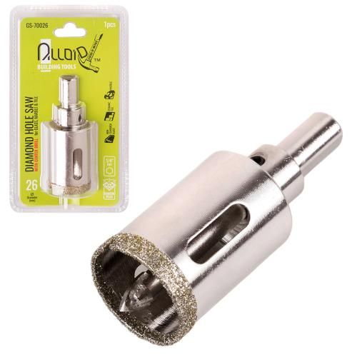 Свердло корончате алмазне по склу та кераміці 26мм з центрувальним свердлом Alloid