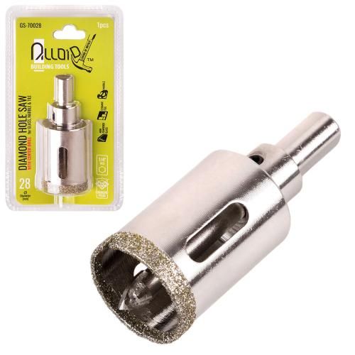 Свердло корончате алмазне по склу та кераміці 28мм з центрувальним свердлом Alloid