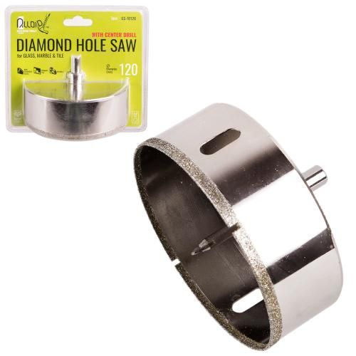 Свердло корончате алмазне по склу та кераміці 120мм з центрувальним свердлом Alloid