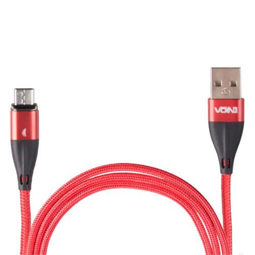 Кабель магнитный VOIN USB - Micro USB 3А, 2m, red (быстрая зарядка/передача данных)