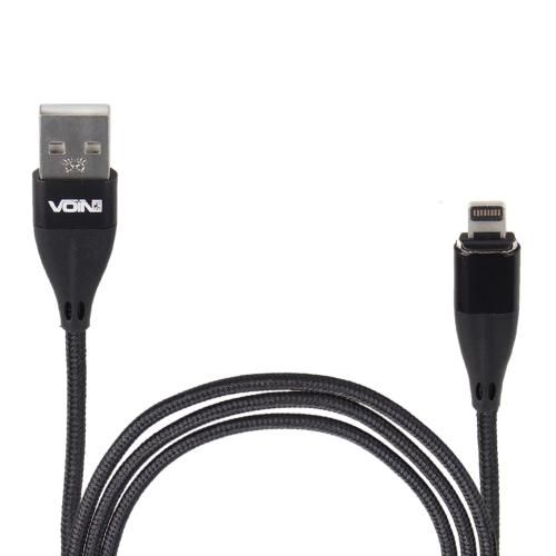 Кабель магнітний VOIN USB - Lightning 3А, 1m, black (швидка зарядка / передача даних)