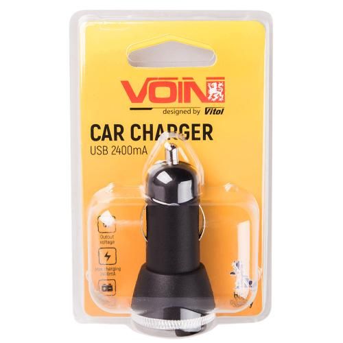 Автомобильное зарядное устройство для VOIN C-2402BK 2USB (12/24V - 5V 2,4A)