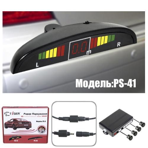 Паркувальна система TIGER PS-41/LED/4 датчики D=18мм/конектор/чорний/чорний