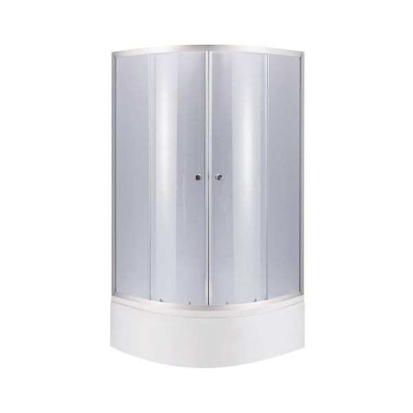 Душова кабіна Latwa SC80x80.SAT.HIGH.GR полукругла, скло тон. 4 мм + Душовий піддон KAPIELKA ST80x80x41, з панеллю Lidz