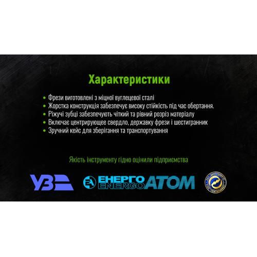 Набір корончастих фрез по дереву 8 предм (64, 76, 89, 102, 127мм) Alloid (HS-64127)