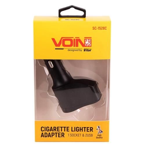 Подовжувач прикурювача VOIN 1 вихід + 2USB 2400mA 12/24V SC-1528С (SC-1528C)