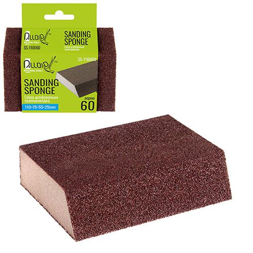 Губка шліфувальна трапецеподібна 110х70х55х25мм, зерно 60, Alloid