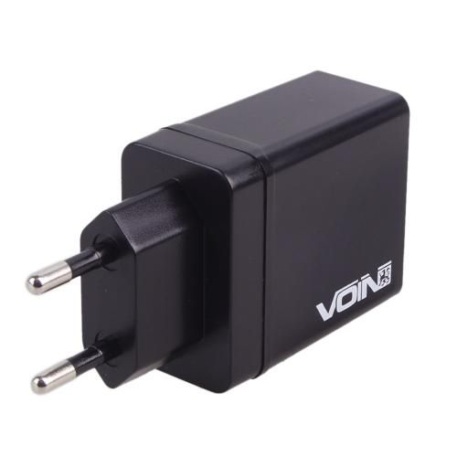 Мережевий зарядний пристрій VOIN 30W, 3 USB, QC3.0 (Port 1-5V*3A/9V*2A/12V*1.5A. Port 2/3-5V2.4A)