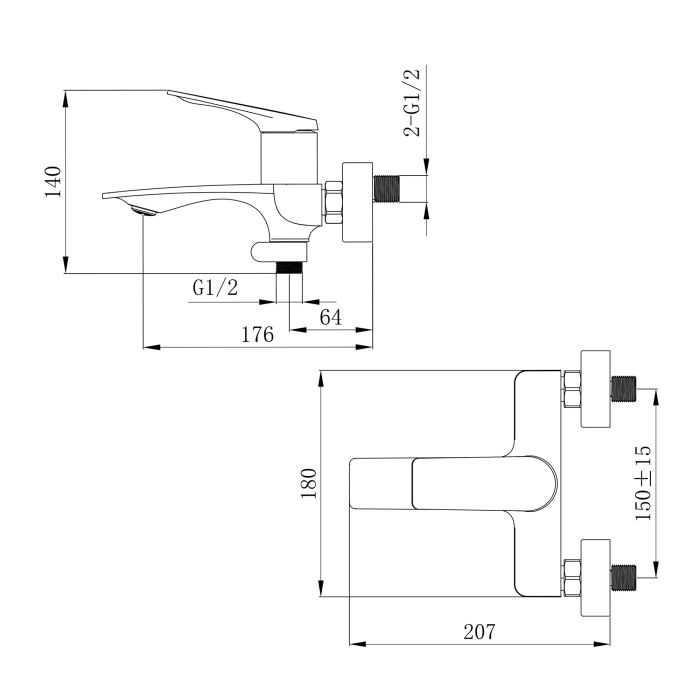 Змішувач для ванни Qtap Vlasta New (з душовим гарнітуром) QTVLA259CRM45642 Chrome