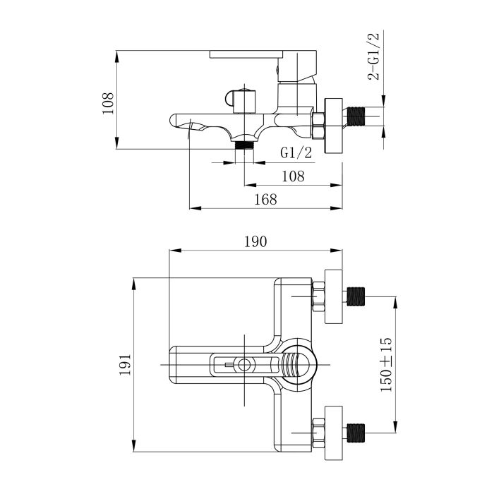 Змішувач для ванни Qtap Taurus (з душовим гарнітуром) QTTAU259BLM45662 Black Matt