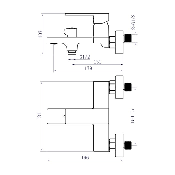 Змішувач для ванни Qtap Gemini (з душовим гарнітуром) QTGEM259GMB45684 Gunmetal Black PVD