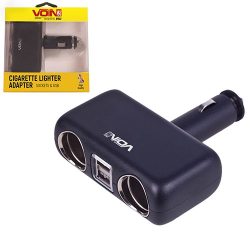 Розгалужувач (подовжувач) прикурювача VOIN 2 виходи +2USB 2400mA 12/24V SC-2004 змінний кут (SC-2004)