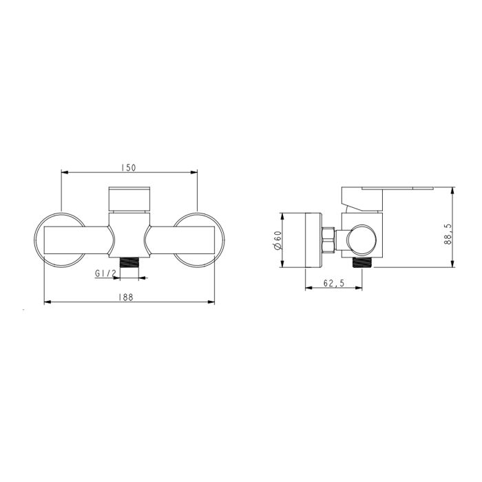 Змішувач для душу Lidz Luna 010 (з душовим гарнітуром) (k35) LDLUN010NKS46095 Nickel