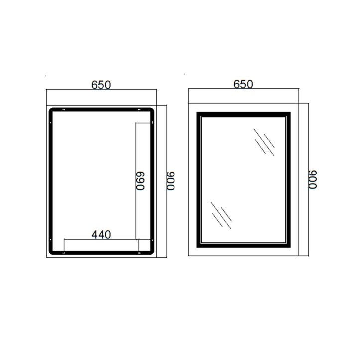 Дзеркало Qtap Cardinal 650х900 з LED-підсвічуванням Touch, з антизапотіванням, з димером, рег. темп. кольору (3000-6500K) Reverse QT0478C6590