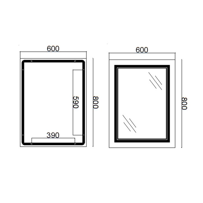 Зеркало Qtap Cardinal 600х800 с LED подсветкой Touch, с антизапотеванием, с димером, рег. темп. цвета (3000-6500K) Reverse QT0478C6080