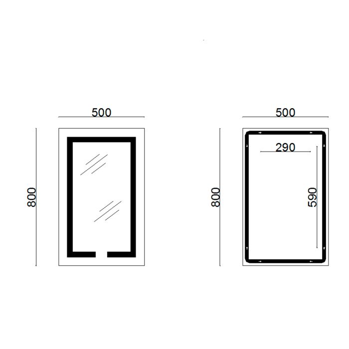 Дзеркало Lidz Kubis 800х500 з LED-підсвічуванням Touch, з антизапотіванням, з димером, рег. яскравості LD78LF9365080