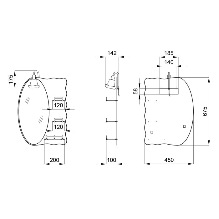 Дзеркало Lidz Sofi 480х675х100 настінне з 3-ма полицями асиметричне LD78SO4867