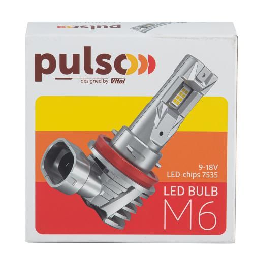 Лампы PULSO M6-H4/LED-chips 7535/9-18v/2x28w/6000Lm/6500K (M6-H4)