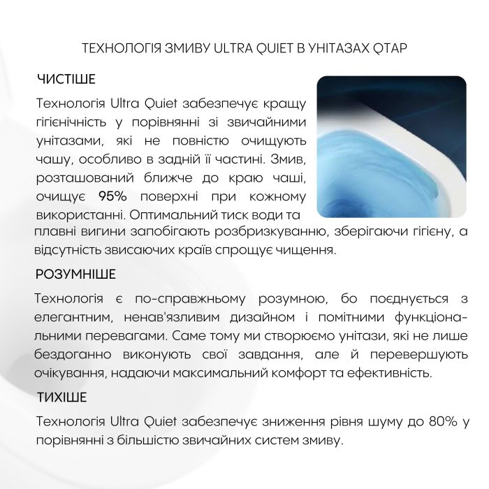 Унітаз підлоговий Qtap Tern безбачковий Ultra Quiet безобідковий безобідковий з сидінням Soft-close WHITE QT17223303AW