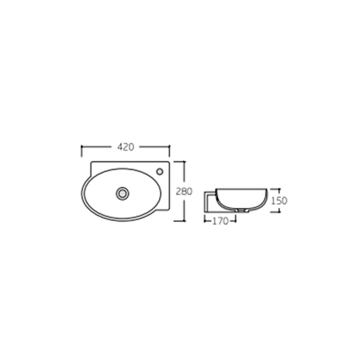 Раковина Qtap Leo 420x280x150 White QT11115011LWN