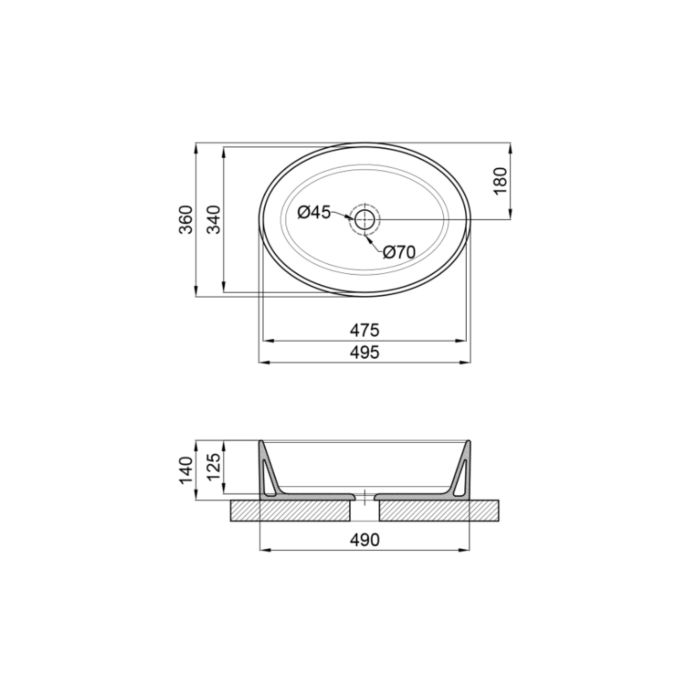 Раковина-чаша Qtap Kolibri 505x360x145 White QT10113054WN